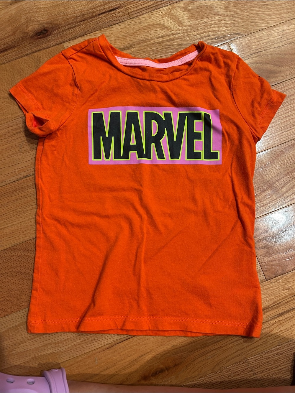 Marvel Bright Reddish/Orange Short Sleeve Tee with Pink & Neon Trim